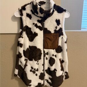 Women's Cow Print Fleece Vest